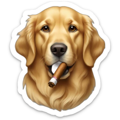 A Golden retriever smoking a cigar sticker