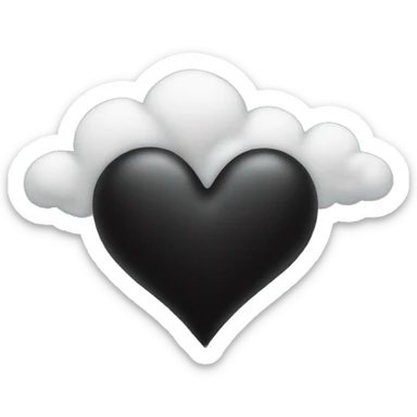 Black Heart with clouds sticker