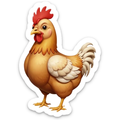 A chicken with chicken legs, and the humans face sticker