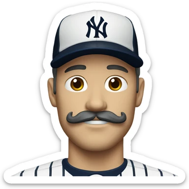 White man with mustache New York Yankees  sticker