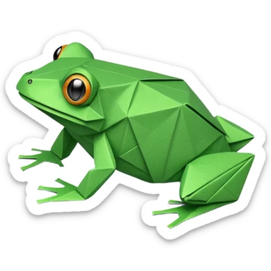 green origami frog  sticker