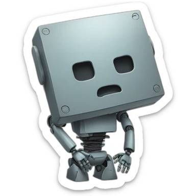 sad robot banging their head against the wall sticker
