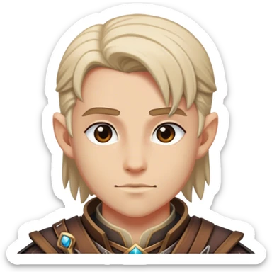 DnD character. The composition is centered, showing only the head and upper chest, ensuring perfect symmetry and alignment. sticker