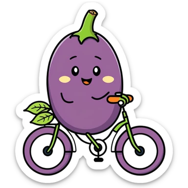 An eggplant on a bike sticker