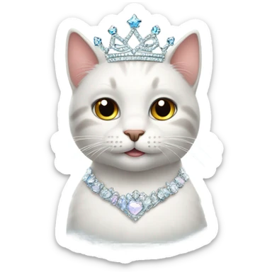 Cat wearing a princess tiara sticker