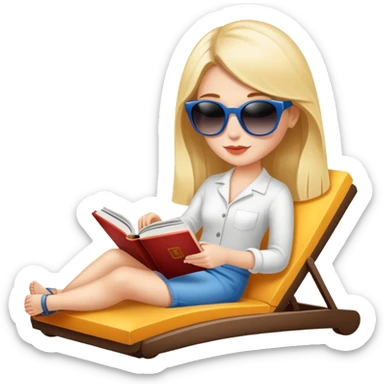 girl at chaise lounge sticker