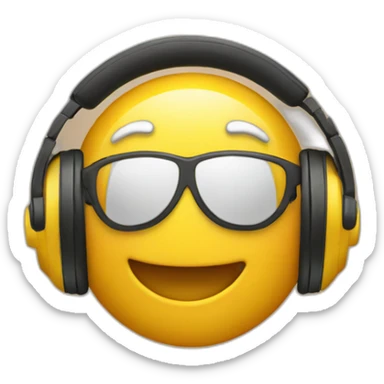 emoji head with headphones enjoying music sticker