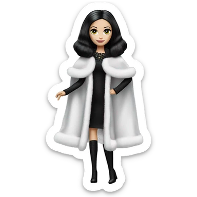 Fun ‘n Fur Barbie, teen Wednesday Addams, cape,veil,showing off, show full body,accessories coat gloves  sticker