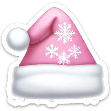 Light pink Santa hat with sparkly snowflakes  sticker