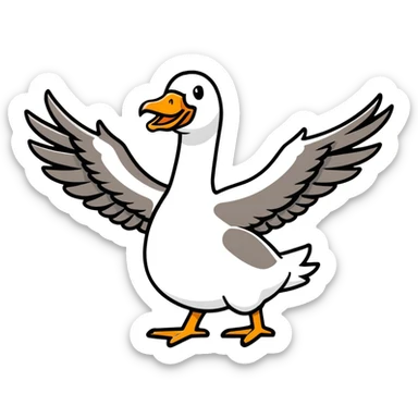 goose with wings spread out in t position sticker
