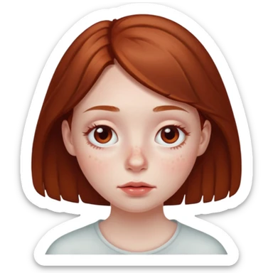 brown haired girl puffy swollen red circles around her eyes sticker