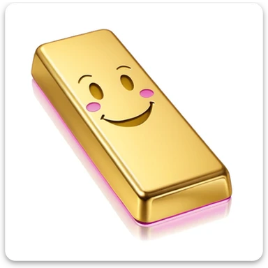 gold bar in pink, with a smiley face sticker