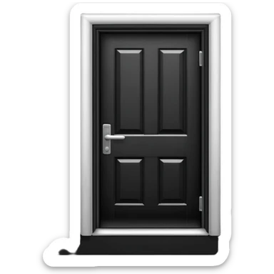 Minimalist emoji-style sticker of a closed door with a long shadow visible under the gap. Black and white, strong silhouette style.
 sticker