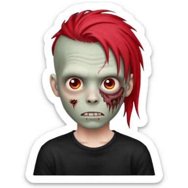 zombie boy with red emo dreads wearing a black shirt sticker