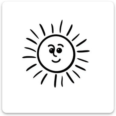hand-drawn doodle of a sun with rays sticker