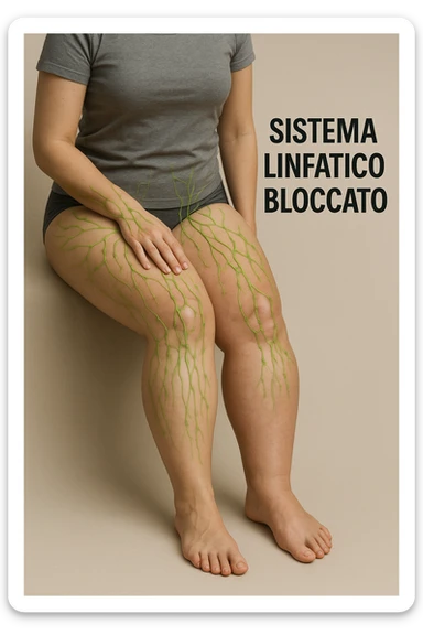 Donna con sistema linfatico bloccato con focus sulle gambe immagine realistiche 4k in italiano sticker