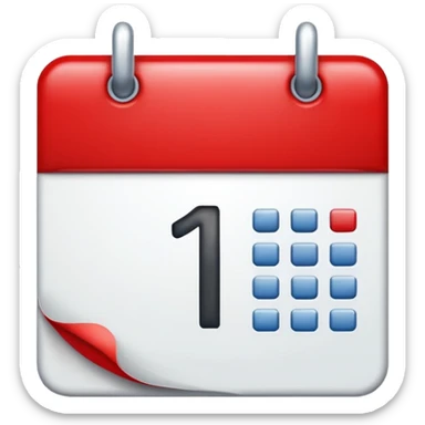 calendar with number 1 red top sticker