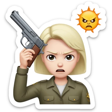 create a emoji where a mad/sad person is holding a gun to their head sticker