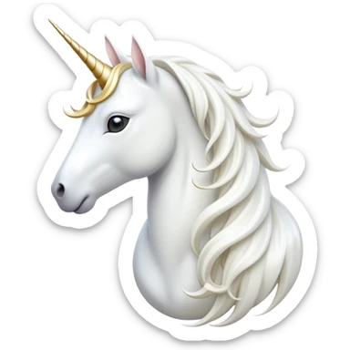 cinematic-beautiful-white-unicorn-emoji,-poised-and-regal,-with-a-slender,-ethereal-form-draped-in-a-pristine-white-color,-a-flowing-mane-and-tail,-and-a-white,-spiraled-horn-that-radiates-pure-light,-simplified-yet-sharp-and-majestic,  sticker