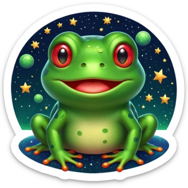 Frog Happy Cute Red Glitter Space sticker