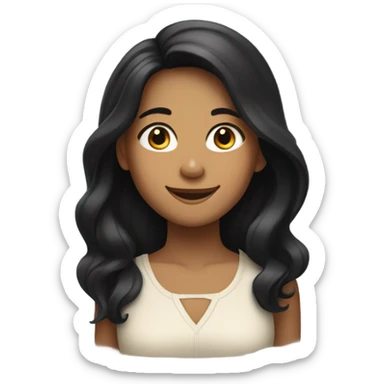 clean girl with tan skin and black hair smiling sticker
