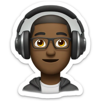 guy with headphones with arms in X formation sticker