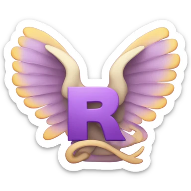 Purple letter R with halos & wings sticker