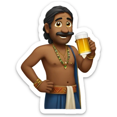 An indian man driking a beer sticker