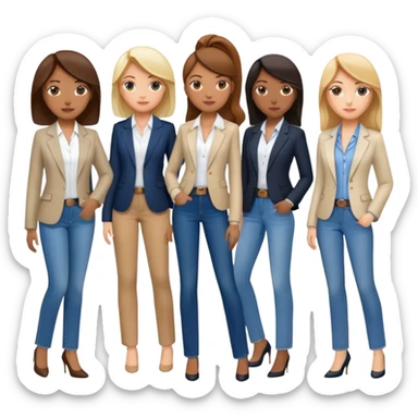 diverse group of businesswomen women wearing jeans, blouses and blazers. sticker