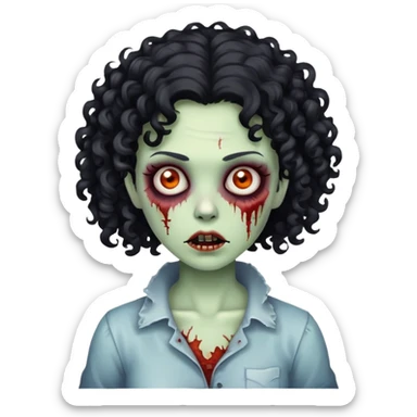 uma mulher zumbi de cabelo cacheado preto  sticker