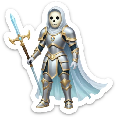 ghost with armor about to embark on an adventure  sticker