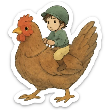 ghibli style chicken jockey sticker