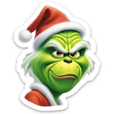 The grinch doing a chad/smolder face sticker