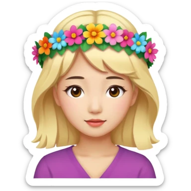 asian woman blonde flower crown sticker