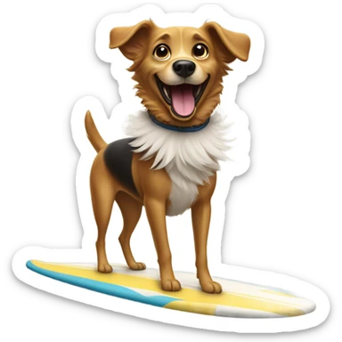 dog on a surfboard  sticker