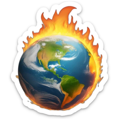 global warming sets the earth on fire sticker