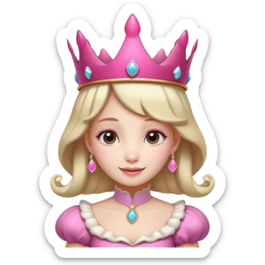 mushroom princess portrait, head and shoulders only, pink mushroom crown, elegant fantasy dress collar, warm smile, 3D cartoon, mobile game icon style, clean background, no text, no watermark
 
 sticker