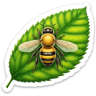 a bee on leaf sticker