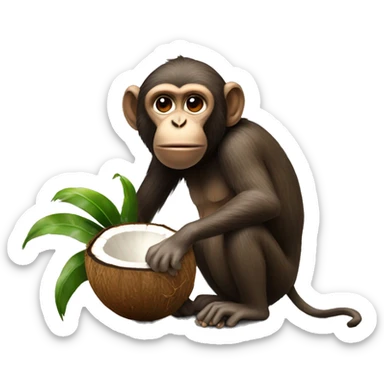 Monkey drinking out of a coconut sticker