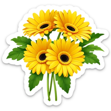 bouquet Sunshine Yellow Gerbera Daisy
, luxuriant, leaf, bud sticker