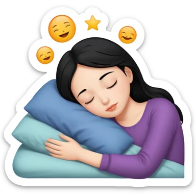 Girl with black hair sleeping sticker