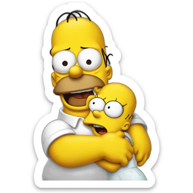 Simpsons hug and upset and cring sticker