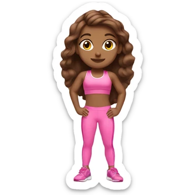 Pretty brown haired girl with pink workout set sticker