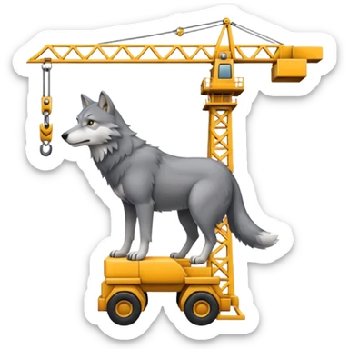  gray wolf rides on a tower crane sticker