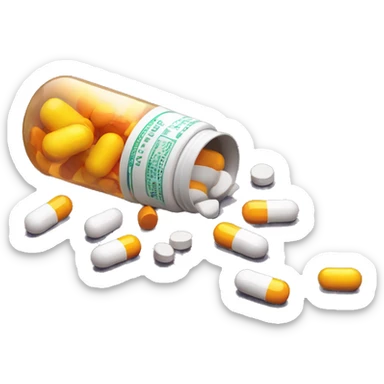 pills spilling from pill bottle sticker