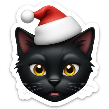 mad black cat w santa hat sticker