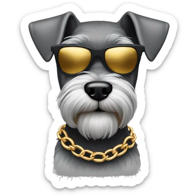 mini schnauzer with gold chain and sunglasses  sticker