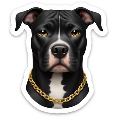 A black pitbull with a gold chain  sticker