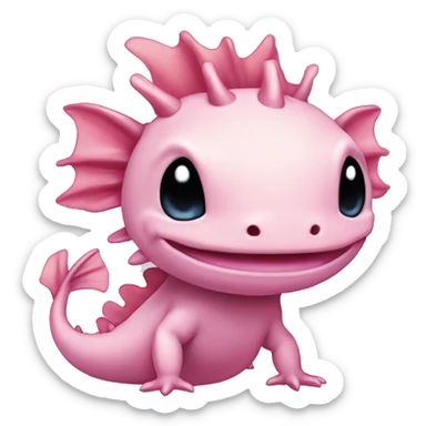 high detailed high resolution pink cute axolotl stitch chibi sanrio pokemon like chinese dragon sticker