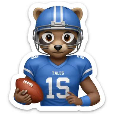 american football player raccoon blue sticker